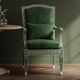 Inlay Chair with Classic Green Velvet Upholstery | Luxury Handmade Chair