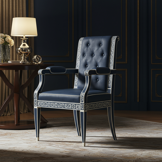 Inlay Chair with Greek Key Detailing | Luxury Handmade Chair