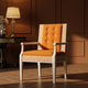 Inlay Chair with Orange Upholstery and Greek Key Detailing | Luxury Handmade Chair