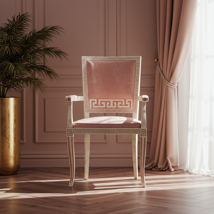 Elegant Inlay Chair with Velvet Upholstery | Luxury Handmade Chair