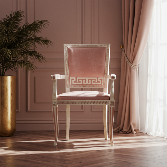 Elegant Inlay Chair with Velvet Upholstery | Luxury Handmade Chair