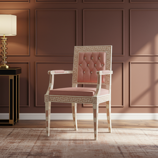 Luxurious Inlay Armchair with Geometric Detailing | Luxury Handmade Chair