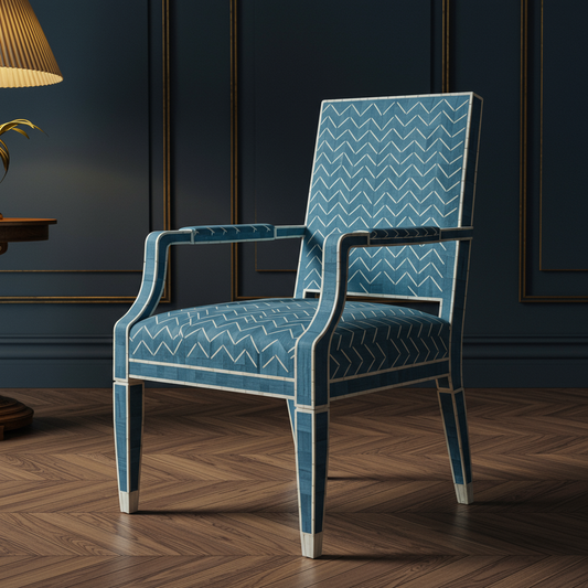 Inlay Chevron Pattern Armchair | Luxury Handmade Chair