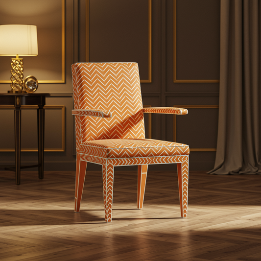 Inlay Chevron Pattern Armchair | Luxury Handmade Chair