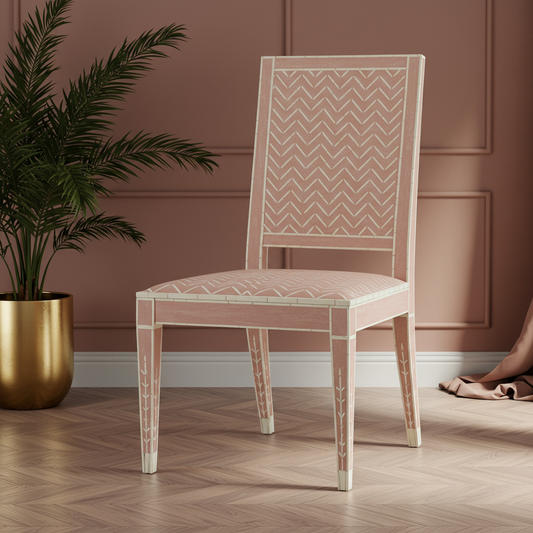 Elegant Pink Inlay Chair | Luxury Handmade Chair