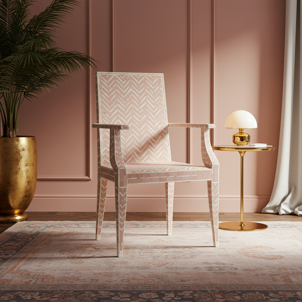 Luxury Inlay Chair with Chevron Pattern | Luxury Handmade Chair
