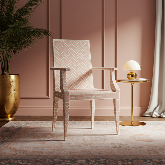 Luxury Inlay Chair with Chevron Pattern | Luxury Handmade Chair