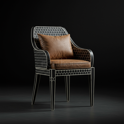 Inlay Chair with Leather Cushion | Luxury Handmade Chair