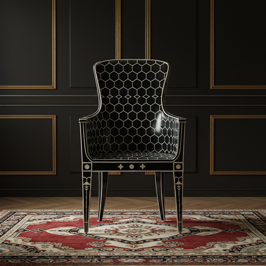Luxury Black Hex Inlay Chair | Luxury Handmade Chair
