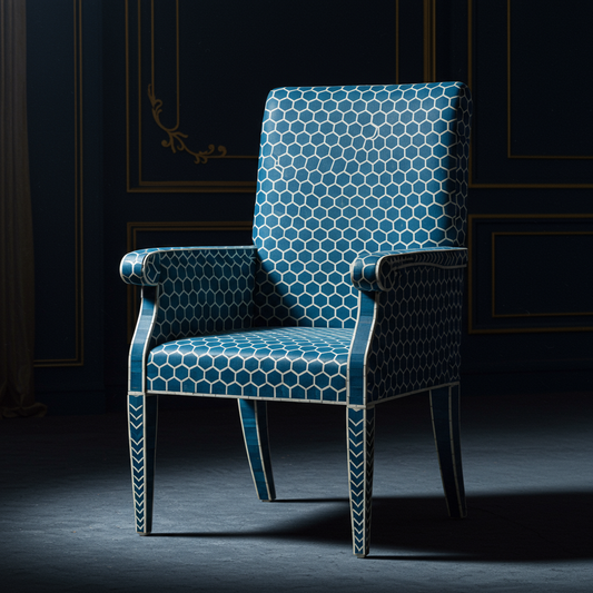 Luxury Blue Hexagonal Inlay Chair | Luxury Handmade Chair
