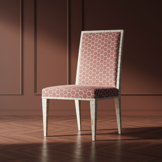 Luxury Inlay Hexagon Pattern Dining Chair | Luxury Handmade Chair