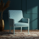 Luxury Inlay Chair with Blue Geometric Upholstery | Luxury Handmade Chair