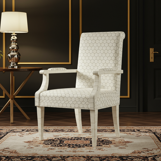Inlay Armchair with Hexagonal Pattern | Luxury Handmade Chair