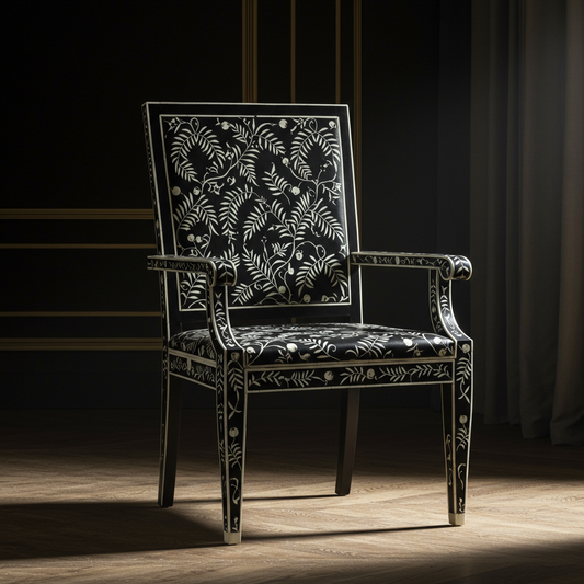 Luxury Inlay Armchair with Botanical Motif | Luxury Handmade Chair