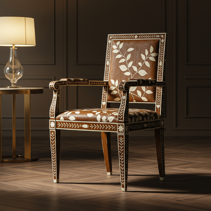 Elegant Inlay Chair with Floral Motif | Luxury Handmade Chair