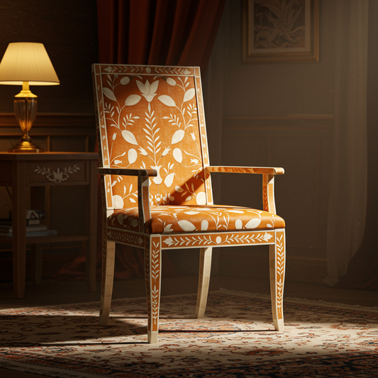 Inlay Floral Armchair | Luxury Handmade Chair