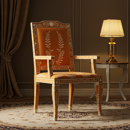 Luxury Inlay Armchair with Ornate Floral Design | Luxury Handmade Chair