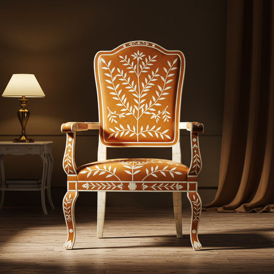 Inlay Floral Elegance Chair | Luxury Handmade Chair