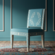 Inlay Chair in Blue with Leaf Motif | Luxury Handmade Chair