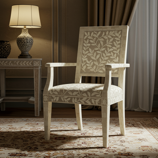 Inlay Armchair with Botanical Motif | Luxury Handmade Chair
