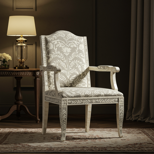 Inlay Floral Pattern Armchair | Luxury Handmade Chair