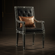 Luxury Inlay Armchair with Black Leather Upholstery | Luxury Handmade Chair