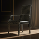 Elegant Inlay Armchair with Classic Black and Ivory Design | Luxury Handmade Chair