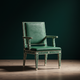 Luxury Inlay Green Leather Armchair | Luxury Handmade Chair