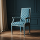 Inlay Chair with Blue Geometric Pattern | Luxury Handmade Chair