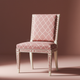 Elegant Inlay Chair with Rose Pink Fabric and Ivory Detailing | Luxury Handmade Chair