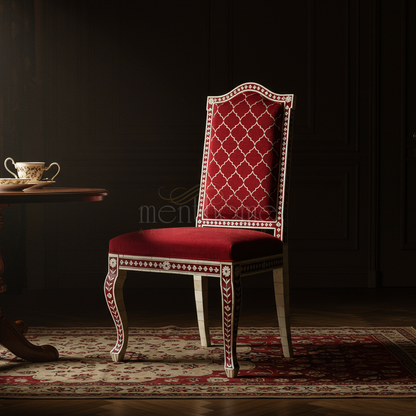 Inlay Chair with Rich Red Upholstery | Luxury Handmade Chair