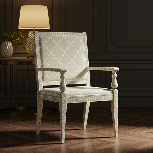 Inlay Chair with Elegant Patterned Upholstery | Luxury Handmade Chair