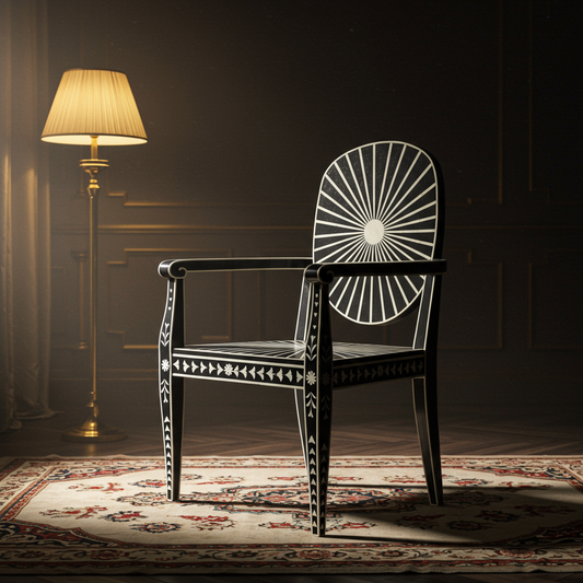 Luxury Inlay Sunburst Armchair | Luxury Handmade Chair