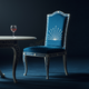 Inlay Chair with Blue Velvet Upholstery | Luxury Handmade Chair
