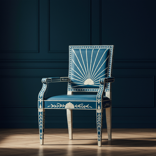 Luxurious Blue Inlay Armchair | Luxury Handmade Chair