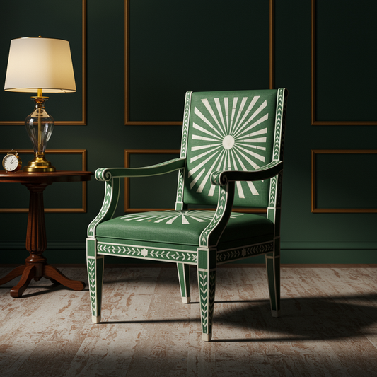 Sunburst Inlay Accent Chair | Luxury Handmade Chair