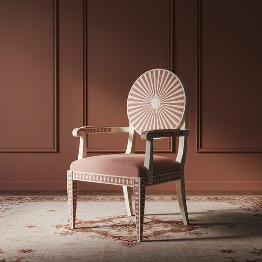 Inlay Chair with Radiant Sunburst Backrest | Luxury Handmade Chair