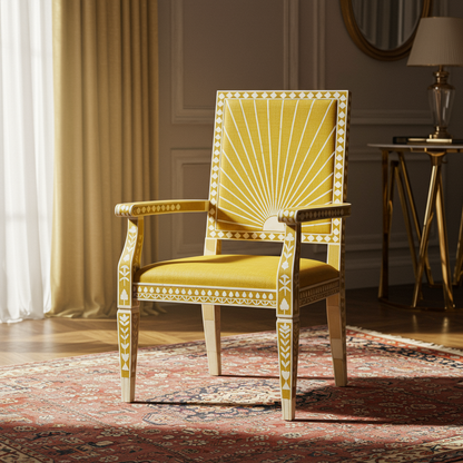 Inlay Sunburst Armchair | Luxury Handmade Chair