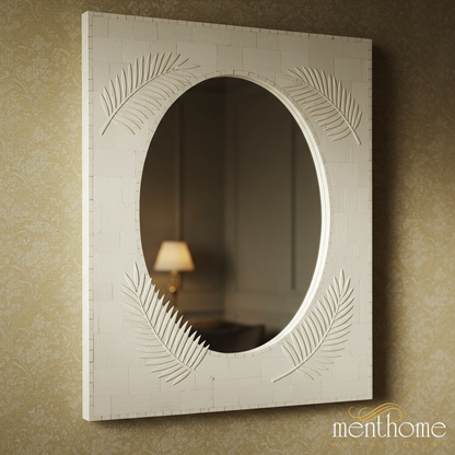 Elegant Palm Leaf Design Wall Mirror | Luxury Handmade Mirror