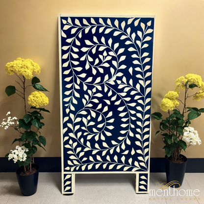 Leaf Design Black and White 3 Drawer Resin Bedside Table | Luxury Handmade Bedside Table