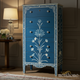 Blue Hand-Painted Floral Chest of Drawers | Luxury Handmade Tallboy