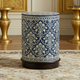 Blue and White Ornate Patterned Round Side Table | Luxury Handmade Stool