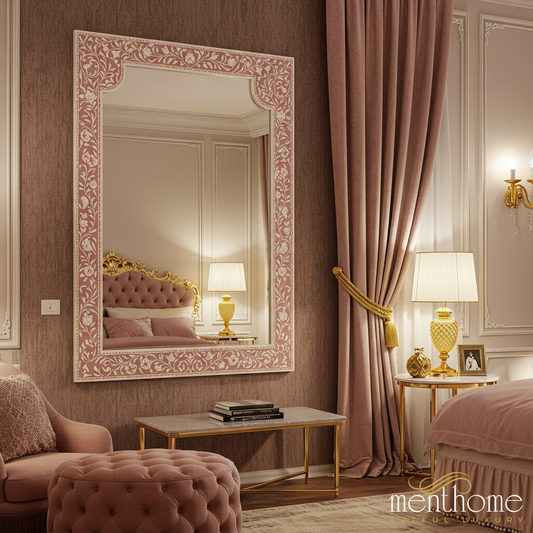 Elegant Decorative Wall Mirror with Ornate Floral Frame | Luxury Handmade Mirror