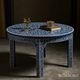 Handcrafted Blue and White Floral Inlay Round Coffee Table | Luxury Handmade Coffee Table