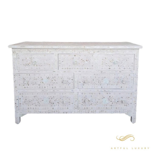 7 Drawer Dresser Mother of Pearl inlay | Luxury Handmade Dresser
