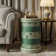 Greek Key Pattern Cylindrical Side Table | Luxury Handmade Side Table