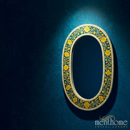 Elegant Hand-Painted Oval Mirror | Luxury Handmade Mirror