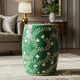 Decorative Green Floral Pattern inlay Stool | Luxury Handmade Stool