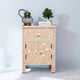 Flower Pattern Inlaid Bedside Table in Orange Color | Luxury Handmade Bedside Table