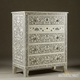 Handcrafted Floral Inlay Bone Chest of Drawers | Luxury Handmade Tallboy